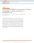 Cover page: A new interhemispheric teleconnection increases predictability of winter precipitation in southwestern US