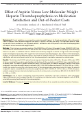 Cover page: Effect of Aspirin Versus Low-Molecular-Weight Heparin Thromboprophylaxis on Medication Satisfaction and Out-of-Pocket Costs: A Secondary Analysis of a Randomized Clinical Trial.