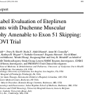 Cover page: Open-Label Evaluation of Eteplirsen in Patients with Duchenne Muscular Dystrophy Amenable to Exon 51 Skipping: PROMOVI Trial.