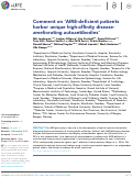 Cover page: Comment on 'AIRE-deficient patients harbor unique high-affinity disease-ameliorating autoantibodies'
