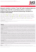 Cover page: Research priorities to inform “Treat All” policy implementation for people living with HIV in sub‐Saharan Africa: a consensus statement from the International epidemiology Databases to Evaluate AIDS (IeDEA)