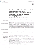 Cover page: Imbalance of Functional Connectivity and Temporal Entropy in Resting-State Networks in Autism Spectrum Disorder: A Machine Learning Approach