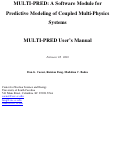 Cover page: MULTI-PRED: A Software Module for Predictive Modeling of Coupled Multi-Physics Systems - User Manual