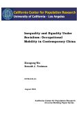 Cover page: Inequality and Equality under Socialism: Occupational Mobility in Contemporary China