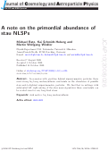Cover page: A note on the primordial abundance of stau NLSPs