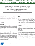 Cover page: Dyslipidemia and Food Security in Low-Income US Adolescents: National Health and Nutrition Examination Survey, 2003–2010