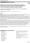 Cover page: Detailed bone assessment of the sacroiliac joint in a prospective imaging study: comparison between computed tomography, zero echo time, and black bone magnetic resonance imaging.