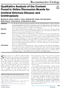 Cover page: Qualitative Analysis of the Content Found in Online Discussion Boards for Urethral Stricture Disease and Urethroplasty