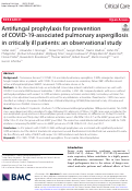Cover page: Antifungal prophylaxis for prevention of COVID-19-associated pulmonary aspergillosis in critically ill patients: an observational study