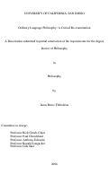 Cover page: Ordinary language philosophy : a critical re-examination