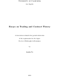 Cover page: Essays on Trading and Contract Theory