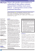Cover page: What is the gender representation in authorship in later phase systemic clinical trials in biliary tract cancer (BTC)? - a retrospective review of the published literature.