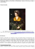 Cover page: Solving the Mystery of the Sitter in Bartolomeo Veneto’s <em>Portrait of a Lady in a Green Dress</em>
