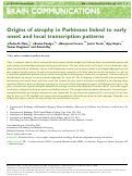 Cover page: Origins of atrophy in Parkinson linked to early onset and local transcription patterns