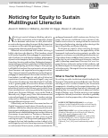 Cover page: Noticing for Equity to Sustain Multilingual Literacies