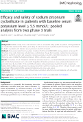 Cover page: Efficacy and safety of sodium zirconium cyclosilicate in patients with baseline serum potassium level ≥ 5.5 mmol/L: pooled analysis from two phase 3 trials