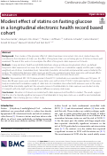 Cover page: Modest effect of statins on fasting glucose in a longitudinal electronic health record based cohort