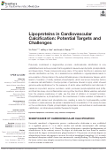 Cover page: Lipoproteins in Cardiovascular Calcification: Potential Targets and Challenges