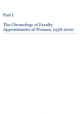 Cover page: Part I: Chronology of Faculty Appointments of Women, 1958 - 2000, Women in the Department of History
