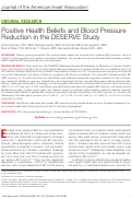 Cover page: Positive Health Beliefs and Blood Pressure Reduction in the DESERVE Study.