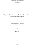Cover page: Singular Solutions and Pattern Formation in Aggregation Equations