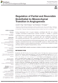 Cover page: Regulation of Partial and Reversible Endothelial-to-Mesenchymal Transition in Angiogenesis