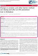 Cover page: Change in condom and other barrier method use during and after an HIV prevention trial in Zimbabwe
