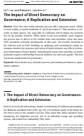 Cover page: The Impact of Direct Democracy on Governance: A Replication and Extension