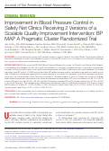 Cover page: Improvement in Blood Pressure Control in Safety Net Clinics Receiving 2 Versions of a Scalable Quality Improvement Intervention: BP MAP A Pragmatic Cluster Randomized Trial.