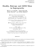 Cover page: Duality, Entropy and ADM Mass in Supergravity