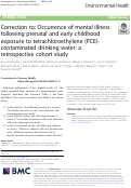 Cover page: Correction to: Occurrence of mental illness following prenatal and early childhood exposure to tetrachloroethylene (PCE)-contaminated drinking water: a retrospective cohort study