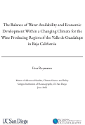 Cover page of The Balance of Water Availability and Economic Development Within a Changing Climate for the Wine Producing Region of the Valle de Guadalupe in Baja California