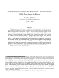 Cover page: Limited Insurance Within the Household: Evidence from a Field Experiment in Kenya