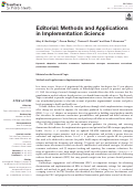 Cover page: Editorial: Methods and Applications in Implementation Science