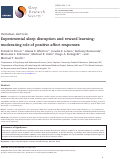 Cover page: Experimental sleep disruption and reward learning: moderating role of positive affect responses