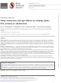 Cover page: Sleep restriction and age effects on waking alpha EEG activity in adolescents