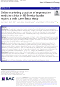 Cover page: Online marketing practices of regenerative medicine clinics in US-Mexico border region: a web surveillance study