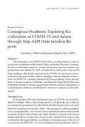 Cover page: Contagious Heathens: Exploring Racialization of COVID-19 and Asians through Stop AAPI Hate Incident Reports