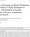 Cover page: Burden of Insomnia and Sleep Disturbances and the Impact of Sleep Treatments in Patients with Probable or Possible Alzheimer’s Disease: A Structured Literature Review