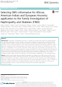 Cover page: Selecting SNPs informative for African, American Indian and European Ancestry: application to the Family Investigation of Nephropathy and Diabetes (FIND)