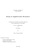 Cover page: Essays in Applied Labor Economics