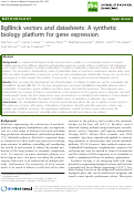Cover page: BglBrick vectors and datasheets: A synthetic biology platform for gene expression