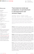 Cover page: Transcriptome landscape comparison of periodontium in developmental and renewal stages