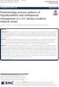 Cover page: Endocrinology practice patterns of hypothyroidism and osteoporosis management in a U.S. tertiary academic medical center