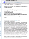 Cover page: Sedation Management for Critically Ill Children with Pre-Existing Cognitive Impairment