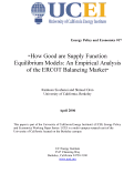 Cover page: How Good are Supply Function Equilibrium Models: An Empirical Analysis of the ERCOT Balancing Market
