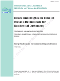 Cover page: Issues and Insights on Time-of-Use as a Default Rate for Residential Customers: