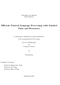 Cover page: Efficient Natural Language Processing with Limited Data and Resources