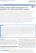 Cover page: Splenic trauma: WSES classification and guidelines for adult and pediatric patients