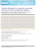 Cover page: Variable disruption of a syntactic processing network in primary progressive aphasia.